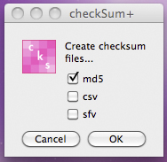 Maak een keuze tussen md5, csv of sfv