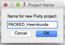 Project aanmaken in Fixity
