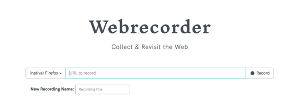 Webrecorder startscherm