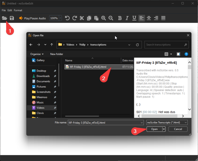 Corriger une précédente transcription.