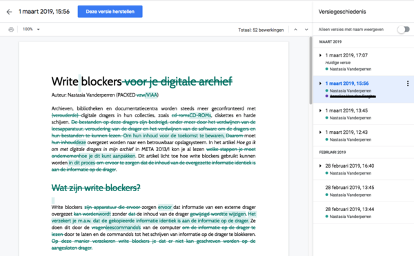 De gekleurde tekst is gewijzigde tekst. Indien je dat wenst, kan je teruggaan naar een oudere versie.