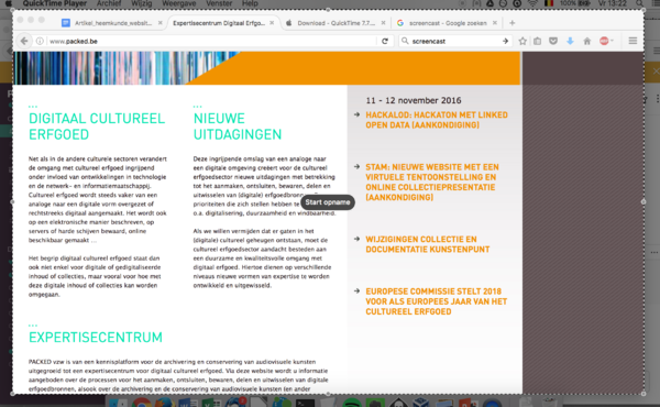 Het venster wordt in dit voorbeeld rond de browser gesleept. Klik op ‘start opname’