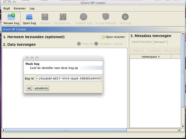 Een nieuwe bag maken via de SIP Creator