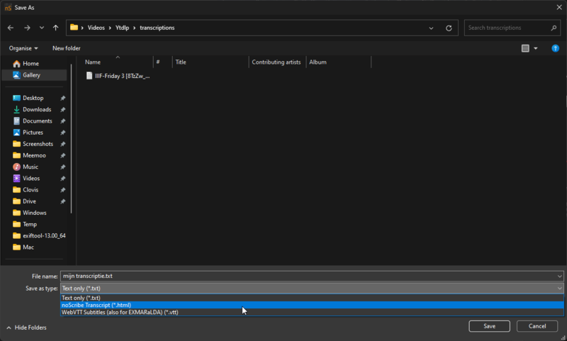 Différents formats de fichier