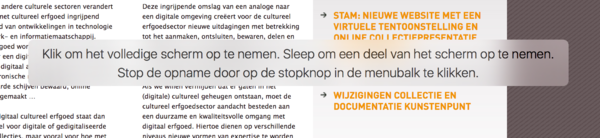 Klik om het volledige scherm op te nemen, of sleep het venster over het scherm om slechts een deel van je computerscherm op te nemen