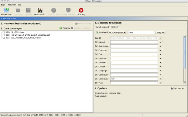 Voeg metadata toe aan de bag