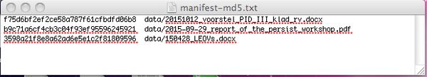 Het txt-bestand 'manifest-md5' bevat de checksums