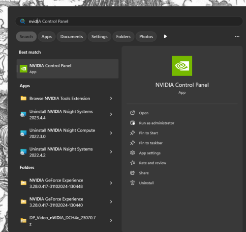 Ouvrir le Nvidia Control Panel